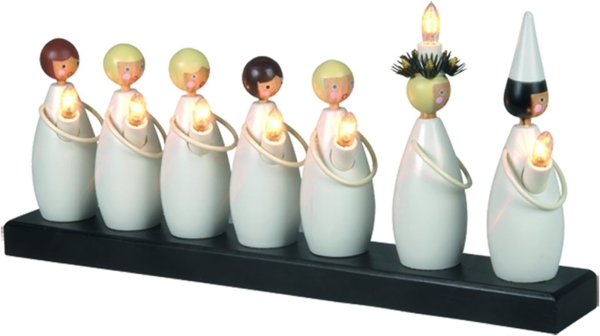 Star Fensterleuchter "Luciatag", 7-flammig, Holz, 22x48 cm