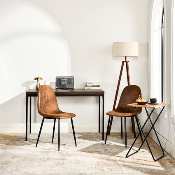 FurnitureR Schreibtisch 120x70 cm mit massiver MDF-Platte & Metallgestell - Homeoffice Bürotisch in Dunkelbraun