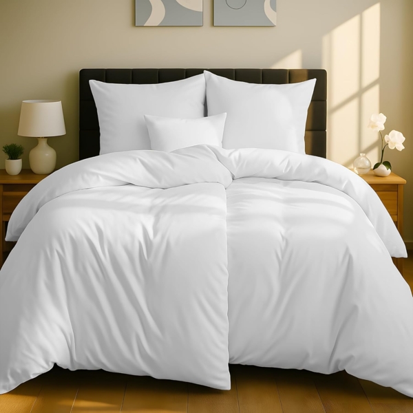 Wolkenfeld Bettwäsche Mikrofaser 4 tlg - Allergiker Bettwäsche einfarbig - unfassbar weich, Mikrofaser, 4 teilig, 135x200 cm, 155x200 & 155x220 I inkl. 2x Kissenbezüge 80x80 I Uni Bild 2