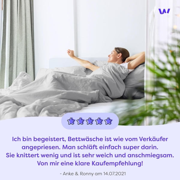 Wolkenfeld Bettwäsche Mikrofaser 4 tlg - Allergiker Bettwäsche einfarbig - unfassbar weich, Mikrofaser, 4 teilig, 135x200 cm, 155x200 & 155x220 I inkl. 2x Kissenbezüge 80x80 I Uni Bild 5