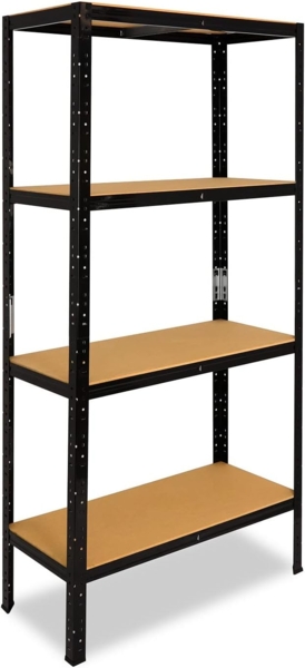 shelfplaza BLACK 180x80x50 cm Schwerlastregal in schwarz mit 4 Böden und 175 kg Traglast pro Boden