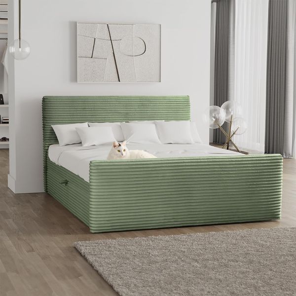 Kaiser Möbel Boxspringbett Boxspringbett mit bettkasten und topper TRENTO stoff Plüsch Cord, mit Topper mit Bettkasten