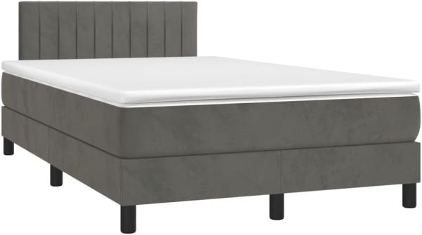 vidaXL Boxspringbett mit Matratze & LED Dunkelgrau 120x200 cm Samt, Härtegrad: H2 [3134514]