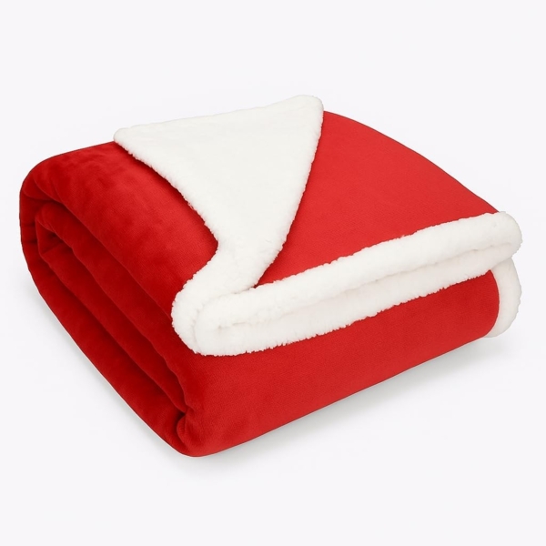 Betz Luxus Flanell Kuscheldecke Wohndecke XXL Verona Sherpa Größe 150x200 cm Farbe rot