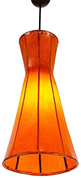 Marrakesch Orient & Mediterran Interior Pendelleuchte Vintage Hängeleuchte Jinjin Orange, Leder & Schmiedeeisen Handarbeit, ohne Leuchtmittel, Handarbeit