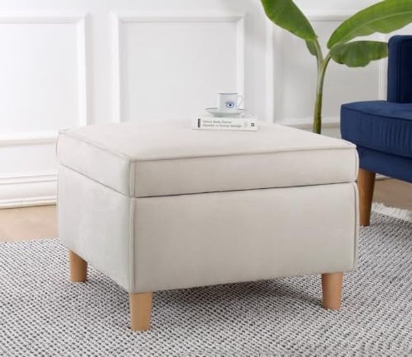 Hocker, 'Roscen', 43 x 63 x 63, Creme