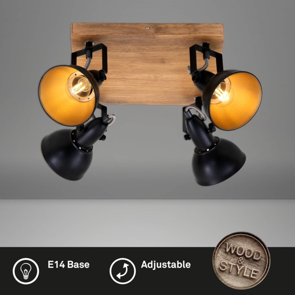 Briloner 4er Spot Barnim schwarz-gold 28x28 cm E14 Bild 2