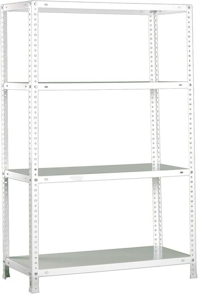 Simonrack Schwerlastregal, Lagerregal, 150 x 80 x 40 Metallregal, Kellerregal, Biegestelle 100 kg, 4 Fachböden, Weiss - Comfort