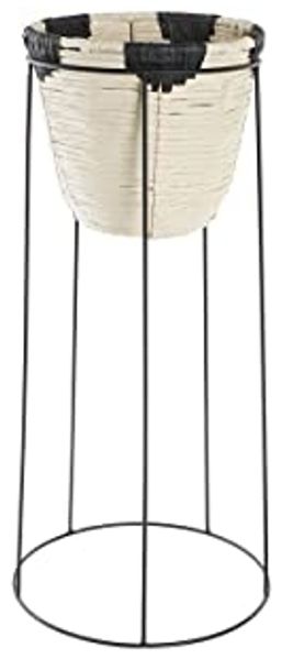 Blumentopf DKD Home Decor natürlich Schwarz Metall Kolonial Faser (30 x 30 x 62 cm)