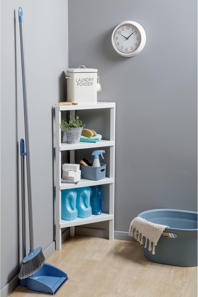 TATAY Eck-Badregal mit 4 Ebenen | Feuchtigkeitsresistent | Inklusive Schrauben & Quick Fix kompatibel | Für Innen- & Außenbereiche | Belastbar bis 32 kg – Modell Lombok – Weiß Bild 6