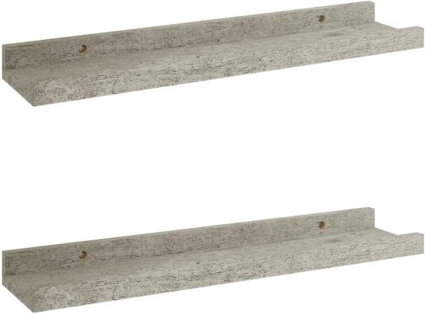 vidaXL Wandregale, 2 Stk., MDF betongrau, 40 x 9 x 3 cm