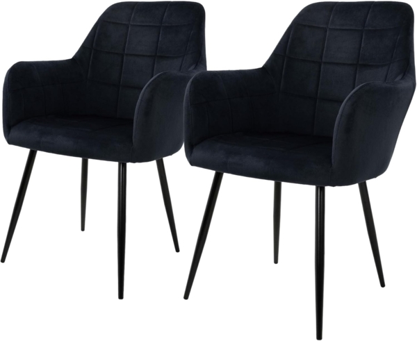 ML-DESIGN Stuhl Esszimmerstuhl ergonomisch & gepolstert Esstischstuhl mit Rückenlehnen (2 St), Wohnzimmerstuhl Schwarz Samtbezug Metallbeine Küchenstuhl Polsterstuhl