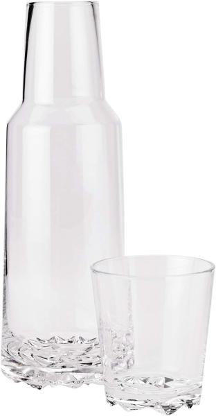 Stelton Karaffe Glacier mit Trinkglas, Wasserkaraffe, Krug, Glas, Transparent, 1 L, 641