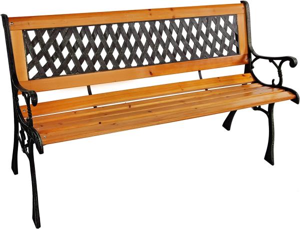 Parkbank Tannenholz Gartenbank Sitzbank Holz Metall Terrasse Balkon 125x74cm