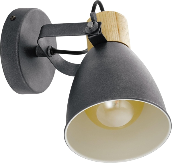 Eglo Wandleuchte Coswarth anthrazit holz 14 x 20 cm E27