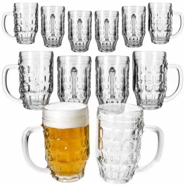 MamboCat Bierglas MamboCat 12er Set Mani Bierkrug 0,5L geeicht Schild Henkel Seidel Glas, Glas
