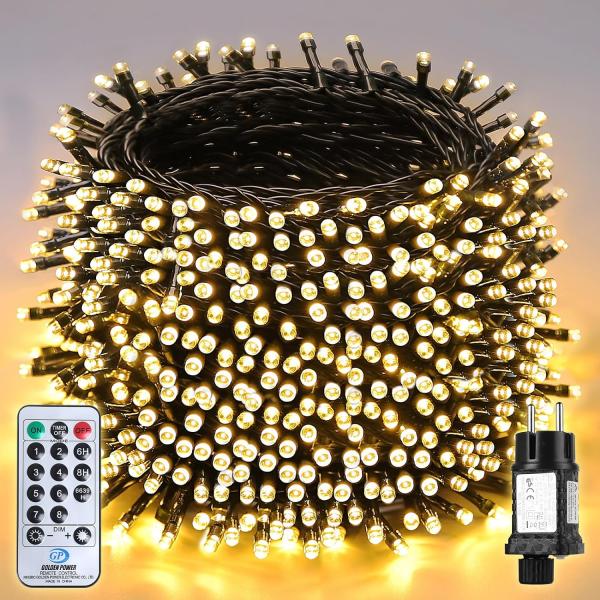 SALCAR 40m 640er LED Lichterkette Weihnachtsbaum, 31V Christbaumbeleuchtung Außen mit Fernbedienung, Wasserdicht Lichterkette mit 8 Modi und Memory für Innen Garten Balkon Tannenbaum, Warmweiß