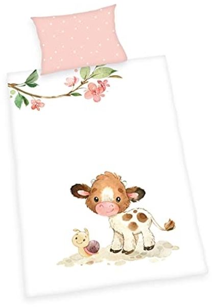 Herding Süßes Kälbchen Baby Bettwäsche 100 x 135 cm Baumwolle Flanell