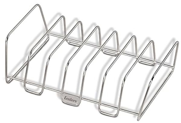 Enders® Rippchen- und Bratenhalter, aus Edelstahl, Halter für 7 Spareribs, Bratkorb, Grillen, Gasgrill, Rippchen, Braten #8823, edelstahlfarben