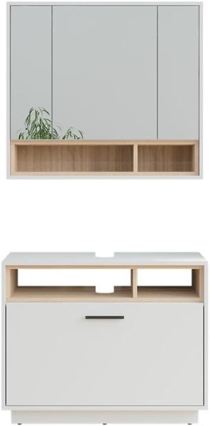 Badmöbel-Set Beatrice Weiß/Sonoma 2 Teile Vicco