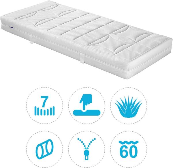 Kaltschaummatratze 20 cm - 7-Zonen - Malie Holiday 80x200 cm-H4=sehr fest Bild 3