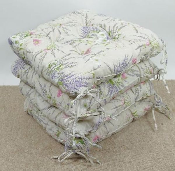 Rattani Sitzkissen 4 x Stuhlkissen/Sitzkissen Klara 42 x 42 cm Lavendel