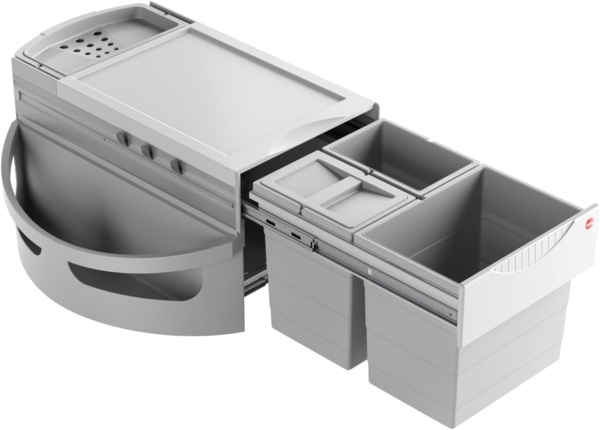 HAILO 3646131 Abfallsorter RONDO-2 Plus 35 (1x18 + 2x8,5) Liter / ab 90 cm Eck - Schrankbreite / Hailo Rondo 90. 3/35