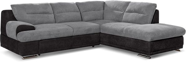 Mivano Ecksofa Coast / Große Sofagarnitur in L-Form mit Ottomane rechts / 264 x 88 x 217 / Materialmix: Grau/Schwarz