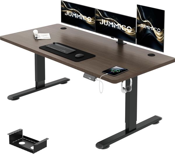 JUMMICO Schreibtisch Höhenverstellbar Elektrisch 140x70 cm, Höhenverstellbarer Schreibtisch Ergonomischer Steh-Sitz Tisch,Stehpult Verstellbarer mit 4-Stufige Memory Funktion (Walnuss)