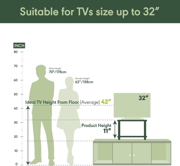 Furinno Turn-N-Tube ohne Werkzeug 2-stufiger erhöhter TV-Ständer, Französische Eiche/Schwarz Bild 3