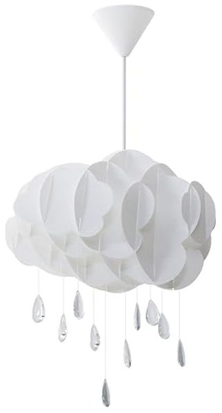 'Ailenne' Hängeleuchte Weiß Wolkenform mit Kristall-Tropfen aus Acrylglas Kinderzimmer Beleuchtung Modernes Design