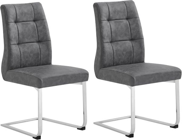 HOMEXPERTS Schwingstuhl MARIA XXL, 2er Set Schwinger in Anthrazit, Moderner Freischwinger im Vintage Look dunkelgrau, Belastbar 150 kg, Nosagfederung, Gestell verchromt, 2 Stück / 47 x 96 x 62 cm (BxHxT)