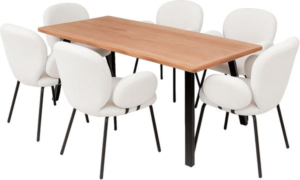 LC Home Essgruppe LC Home Essgruppe Lille Esstisch Wildeiche Esszimmerstühle Teddystoff