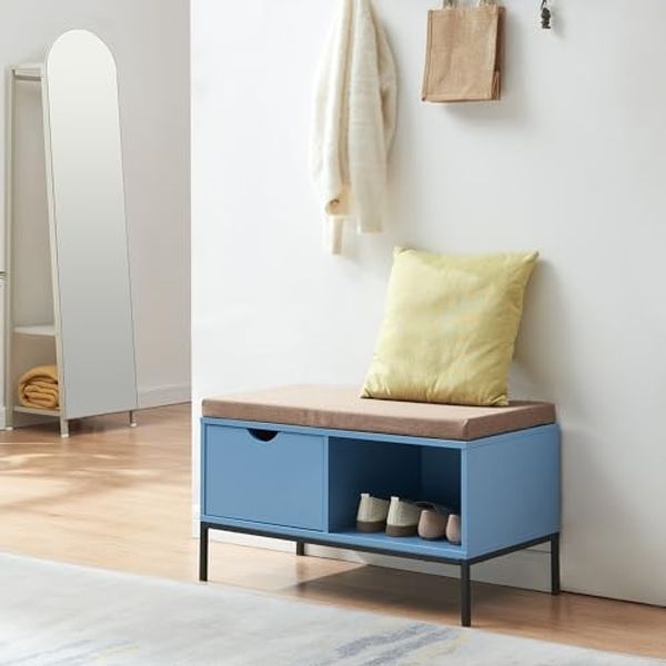 Schuhbank Colwyn 80x40x45 cm Blau [en. casa]