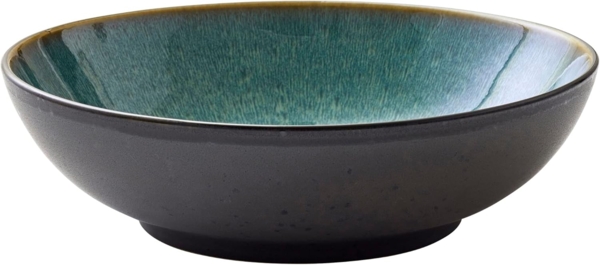 Bitz Salatschüssel Salatbowl black / green 24 cm, Steinzeug, (Schüsseln & Schalen), Salatschüssel 24 cm Steinzeug Schwarz/Grün