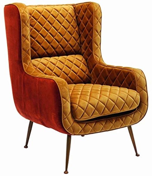 Kare Design Nonna Sessel - Rostfarbener Retro Ohrensessel, Relax Sessel in Curry, 103 x 73 x 85 cm (H/B/T)