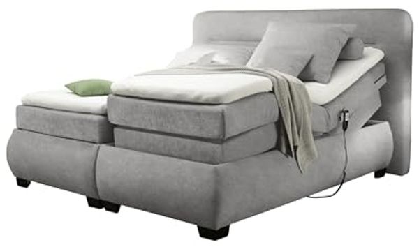 Boxspringbett >EVOLUTION< Liegefläche 160x200cm, Motorverstellung, schlamm - 190x122x220 (BxHxT)