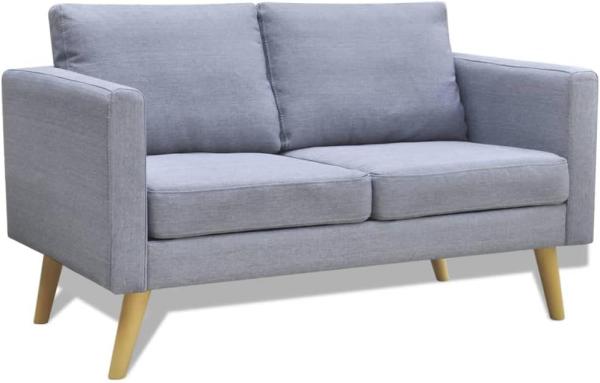 vidaXL Sofa 2-Sitzer Stoff Hellgrau 242218