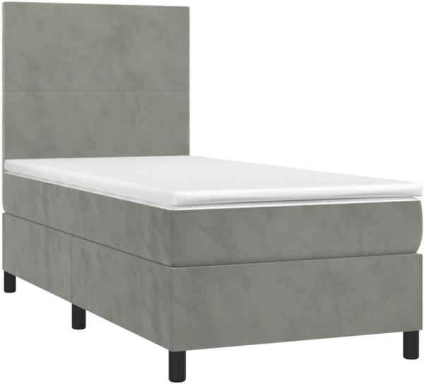 vidaXL Boxspringbett mit Matratze Hellgrau 80x200 cm Samt, Härtegrad: H2 [3142869]