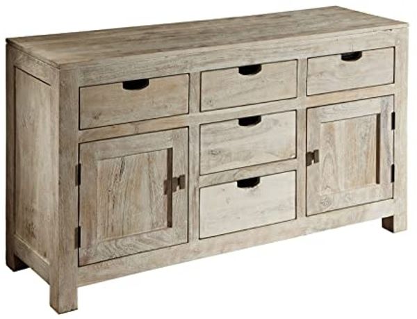 Sideboard Akazie 140x42x80 white stone getüncht NATURE WHITE #80