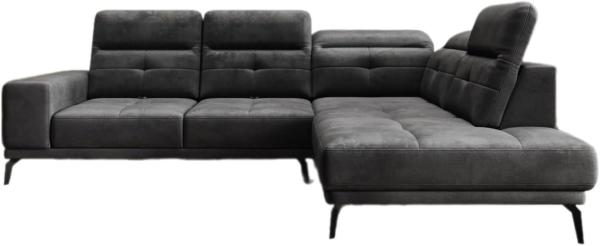 Designer Sofa Isabella mit verstellbarer Kopf- und Rückenlehne Samt Anthrazit Rechts