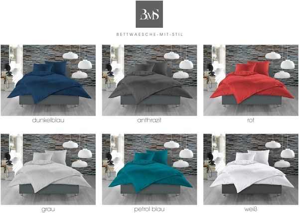 Bettwaesche-mit-Stil Mako Satin Damast Bettwäsche Waves Dunkel Blau Garnitur 155x220cm Bild 5