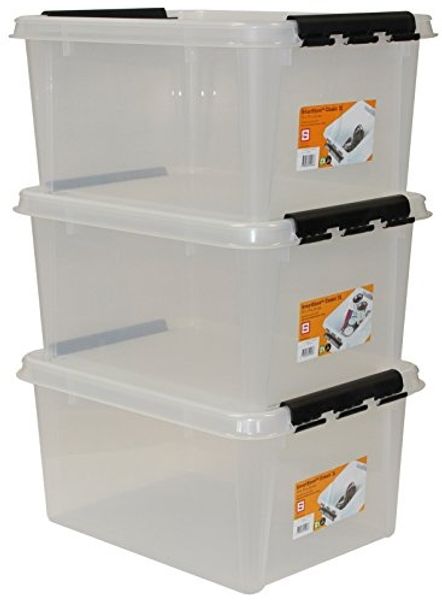 Orthex Stapelbox 3x stapelbare Box Smart Store Classic 31 transparent Deckel & Verschlu (3 St)