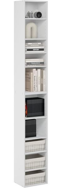Furinno Pasir 10-stöckiges offenes Bücherregal, Weiß