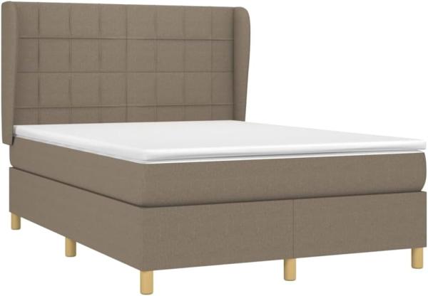 vidaXL Boxspringbett mit Matratze Taupe 140x200 cm Stoff 3128529