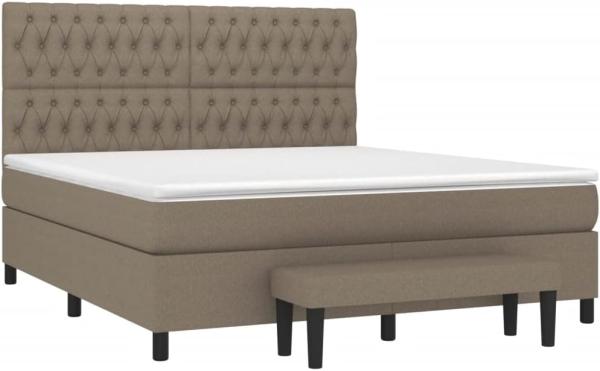 vidaXL Boxspringbett mit Matratze Taupe 180x200 cm Stoff 3136857