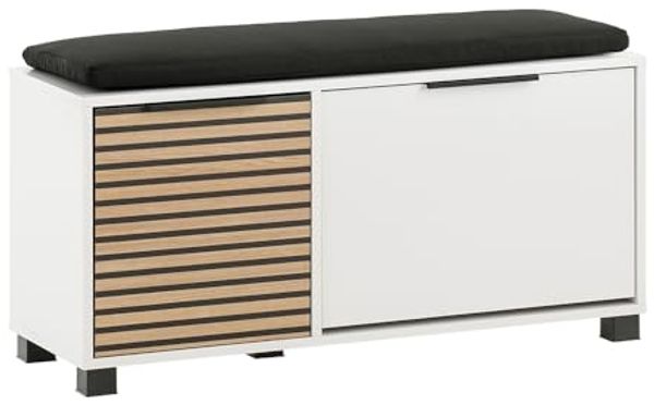 Lomadox Schuhbank LANSING-80, in weiß mit Akustikpaneel-Optik