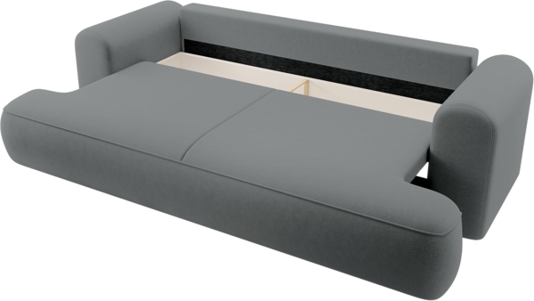 Selsey Sofa Schlafsofa Couch Mit Stauraum Schlaffunktion 3 Sitzer Pflegeleicht Polyurethanschaum Veloursoptik Dunkelgrau OVO Bild 7