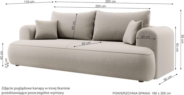Selsey Sofa Schlafsofa Couch Mit Stauraum Schlaffunktion 3 Sitzer Pflegeleicht Polyurethanschaum Veloursoptik Dunkelgrau OVO Bild 3