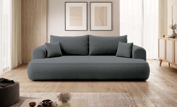 Selsey Sofa Schlafsofa Couch Mit Stauraum Schlaffunktion 3 Sitzer Pflegeleicht Polyurethanschaum Veloursoptik Dunkelgrau OVO Bild 5
